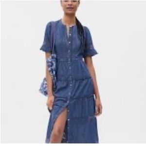 Love shack fancy gap tiered denim dress Prairie look M Get in on Denim Trend